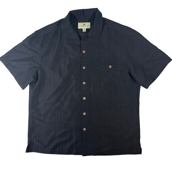Island Shores Black Button Down Shirt Men’s Large Casual Vacation Summer - Picture 2 of 8